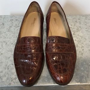 Johnston & Murphy Brown Alligator Loafers Sz 8.5M
